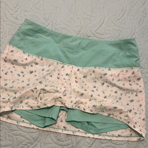 Adidas Cream and Green High-Low Mini Skorts for Resort Wear